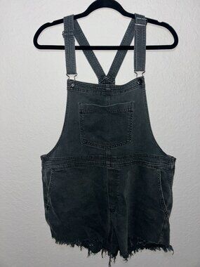 Black Denim Overall Shorts from Aerie